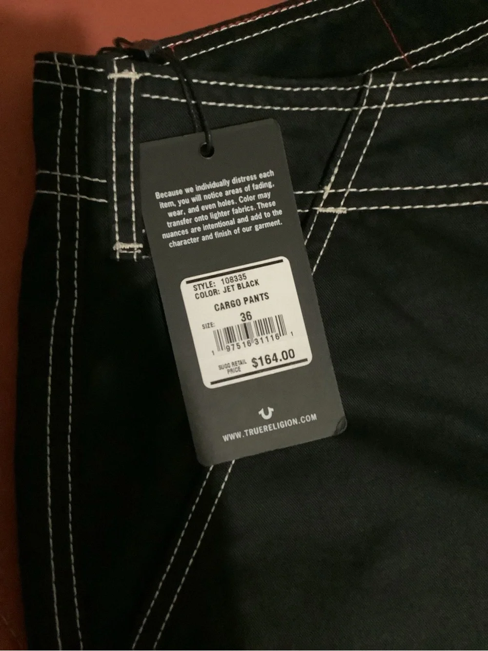 True Religion Cargo Pants Jet Black Men’s 36
